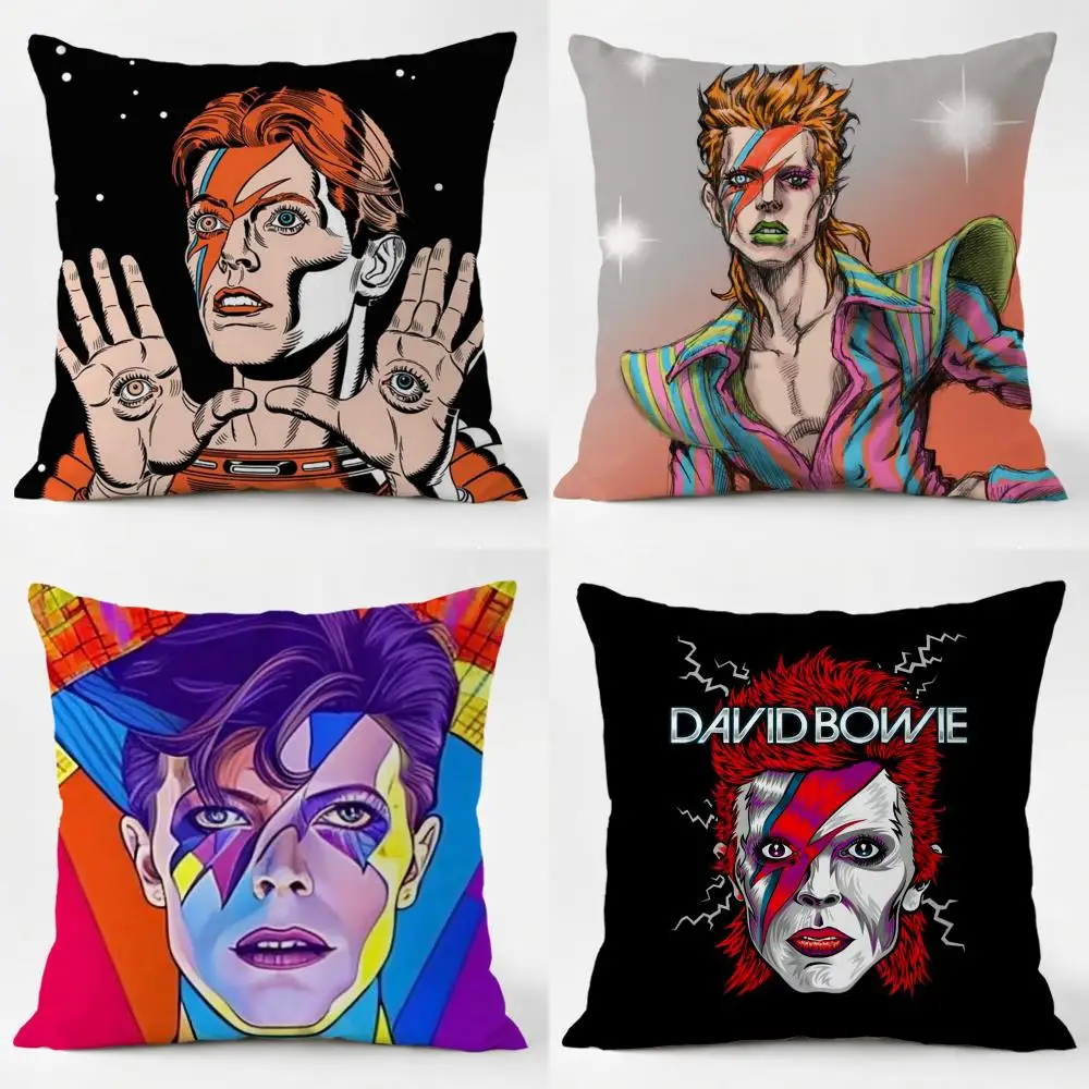 Cartoon David B-Bowie Cushion Cover Daily Washable Linen Pillowcase Soft  for Sofa Bed Home Room Decor