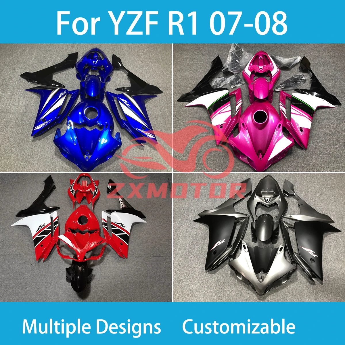

YZF R1 2007 2008 Прочные обтекатели для Yamaha YZF-R1 07 08, кузов мотоцикла OEM, подходит для обтекателя корпуса