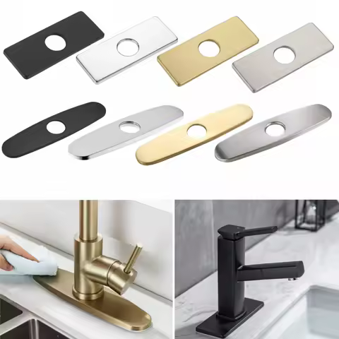 1PC Faucet Plate Hole Tap Cover Deck Plate Stainless Steel Bathroom Kitchen Sink For Most Single Hole Faucet