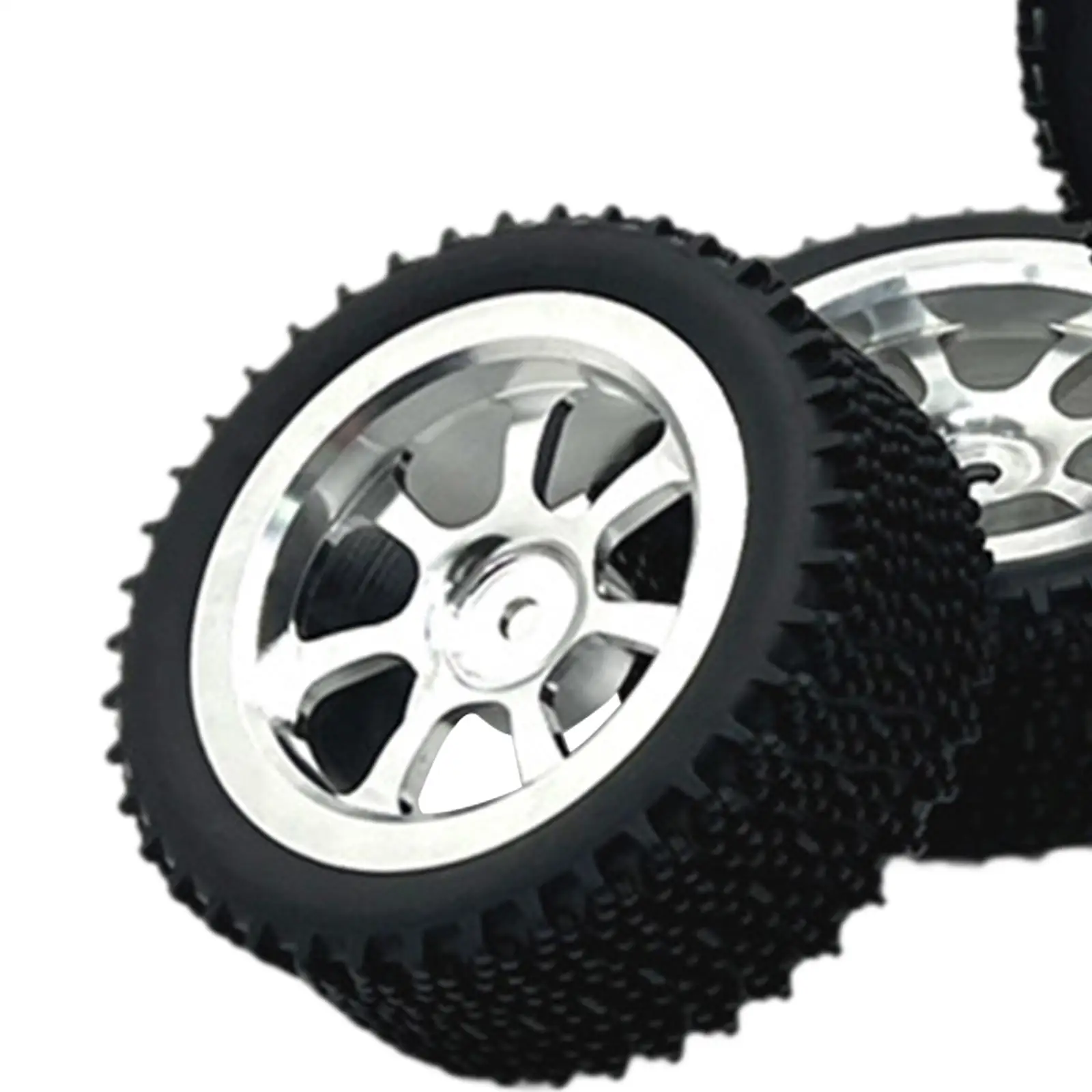 4 Pieces RC Wheels and Tires RC Part for Wltoys 1/14 RC Crawler Car DIY Accs silvery