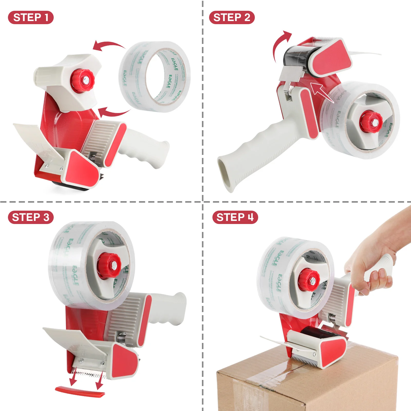 EAGLE Packaging Tape Dispenser Gun Tape Dispenser One-handed Operation Sealing Tape Machine For Warehouse Express Shipping Movin