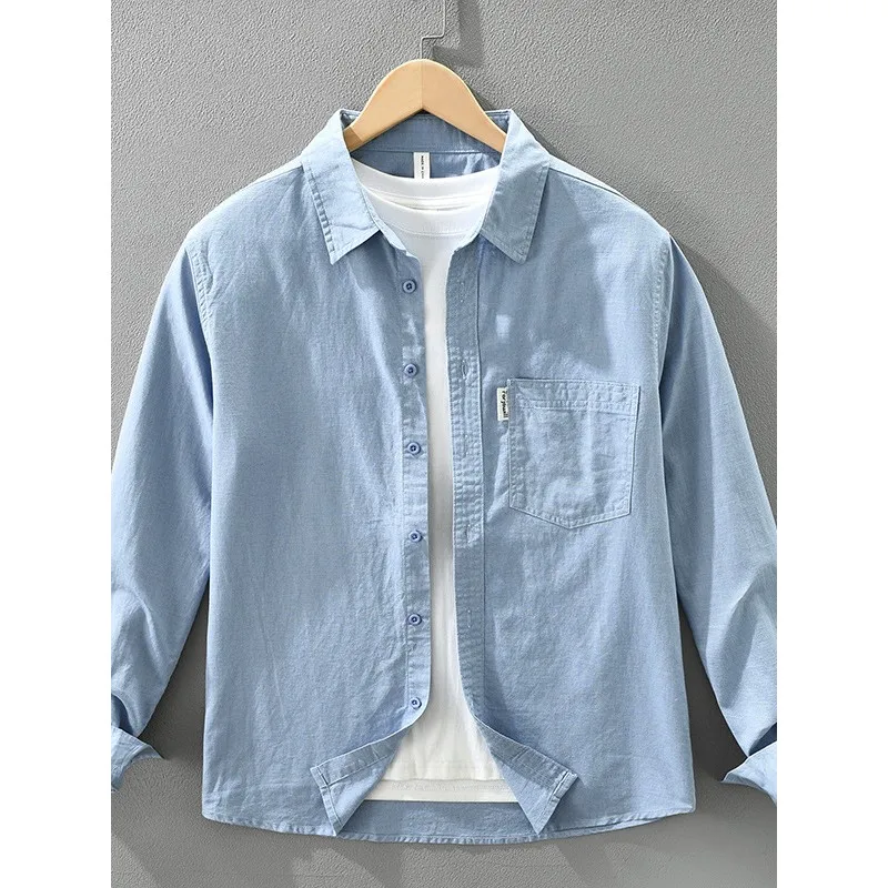 

Men's Pure Color Cotton Linen Long Sve irt Casual Breathable Autumn Faion Versatile Loose Fit irt Coat with ket