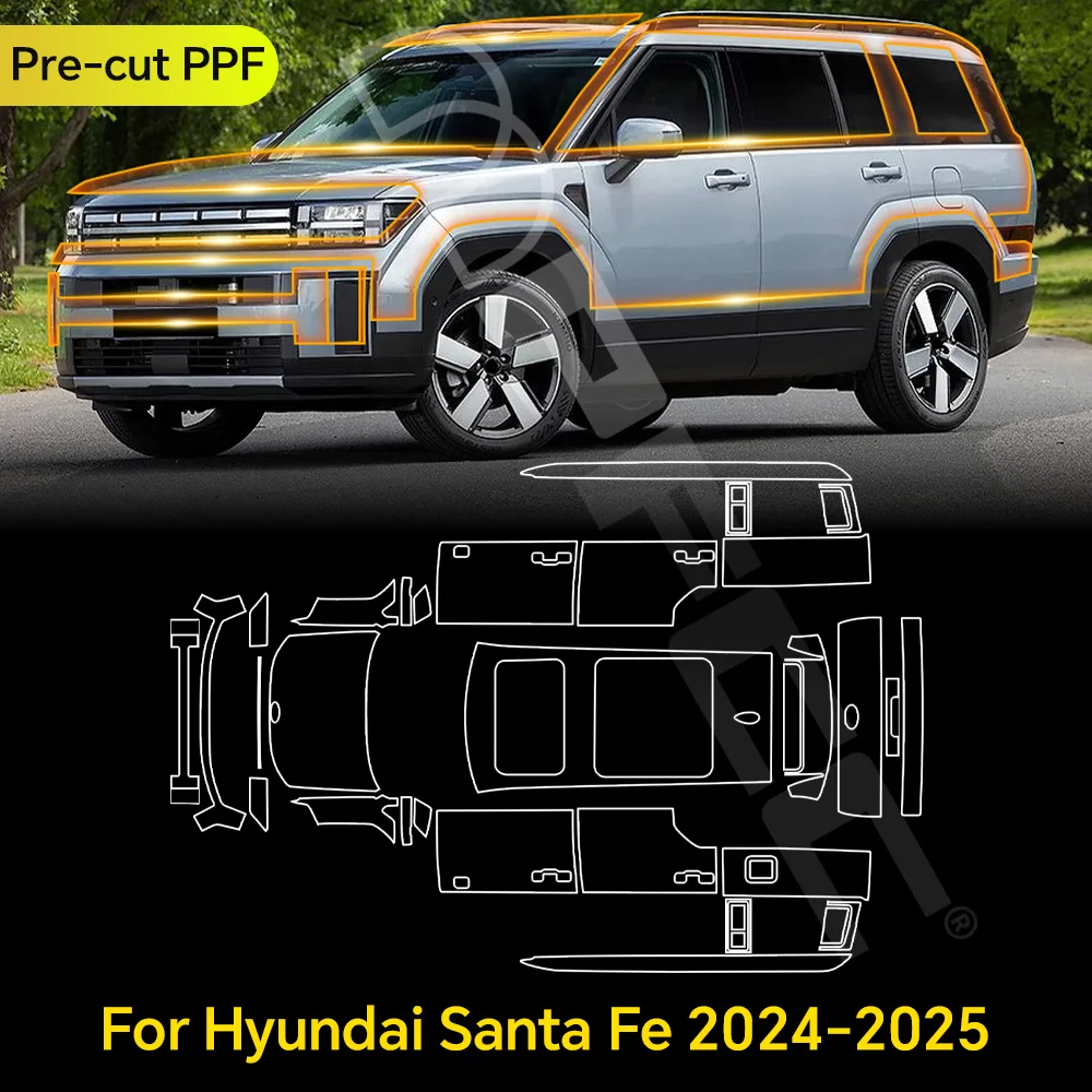 

For Hyundai Santa FE 2024 2025 TPU Paint Protection Film Clear Bra Pre-cut PPF Car Body Anti-Scratch Resistant Self-adhesive Kit