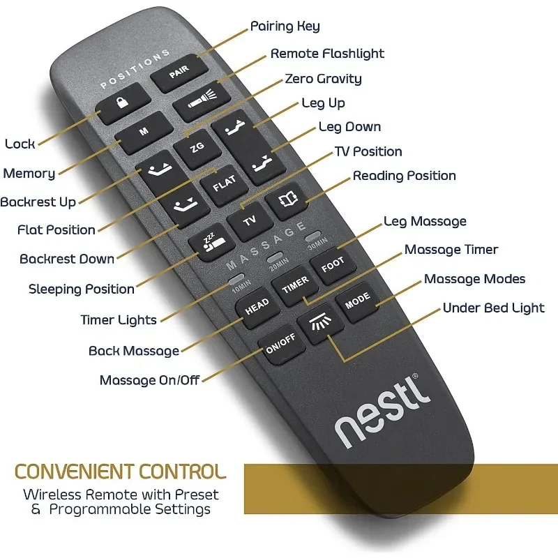 Ajustável gravidade zero massagem cama Frame, cama Frame