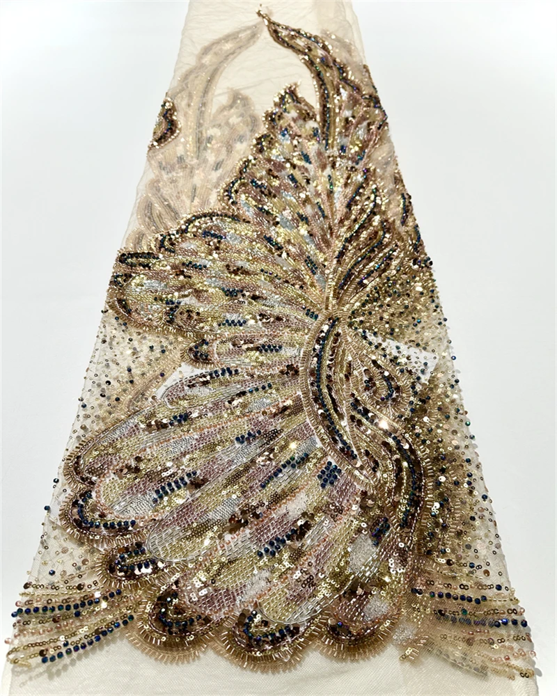 

Высококачественная французская тюлевая кружевная ткань для жениха в африканском стиле с блестками, вышивкой бисером для женского праздничного платья