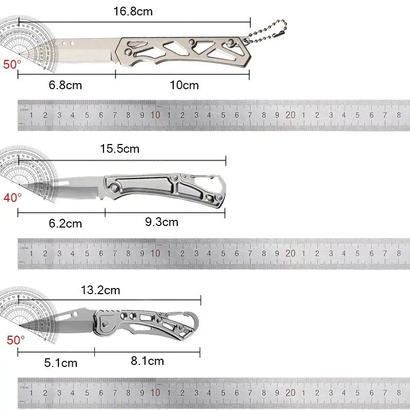 Stainless Steel Folding Peeling Knife Kitchen Fruit Knife with Non-slip Handle Utility Keychain Knives for Kitchen Accessories