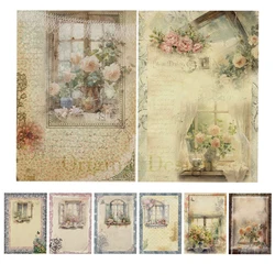 Scrapbooking Decoration Papers Original Design Window World Retro  DIY Vintage Junk Journal Crafts 8pcs S24031201 Rice Paper