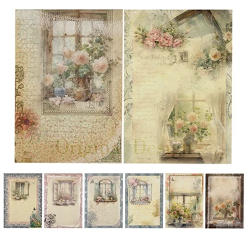 Scrapbooking dekorasyon kağıtları orijinal tasarım pencere dünya Retro DIY Vintage önemsiz dergisi el sanatları 8 adet S24031201 pirinç kağıt