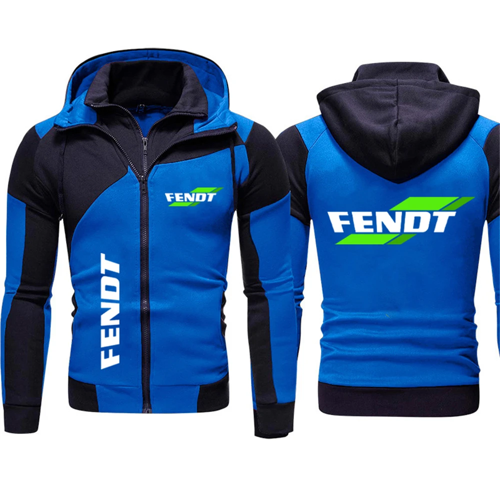 Spring new men\'s double zipper jacket casual sweatshirt brand FENDT logo fashion outdoor windproof fishing mountaineering jacket