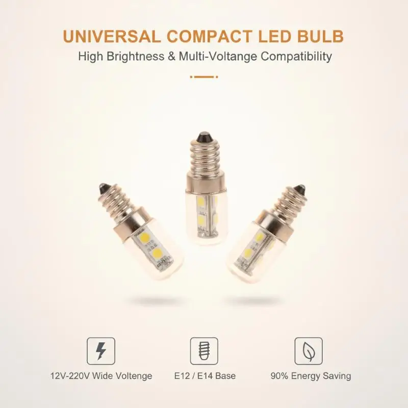 LED Fridge Corn Lamp E12 E14 E17 Base 220V Low Heat Emission Cold White Bulb for Home Refrigerator Cabinet