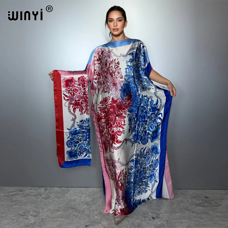 

WINYI summer boho african dress for woman abaya dubai luxury Kaftan evening dress Elegant Maxi Length Dress beach covers