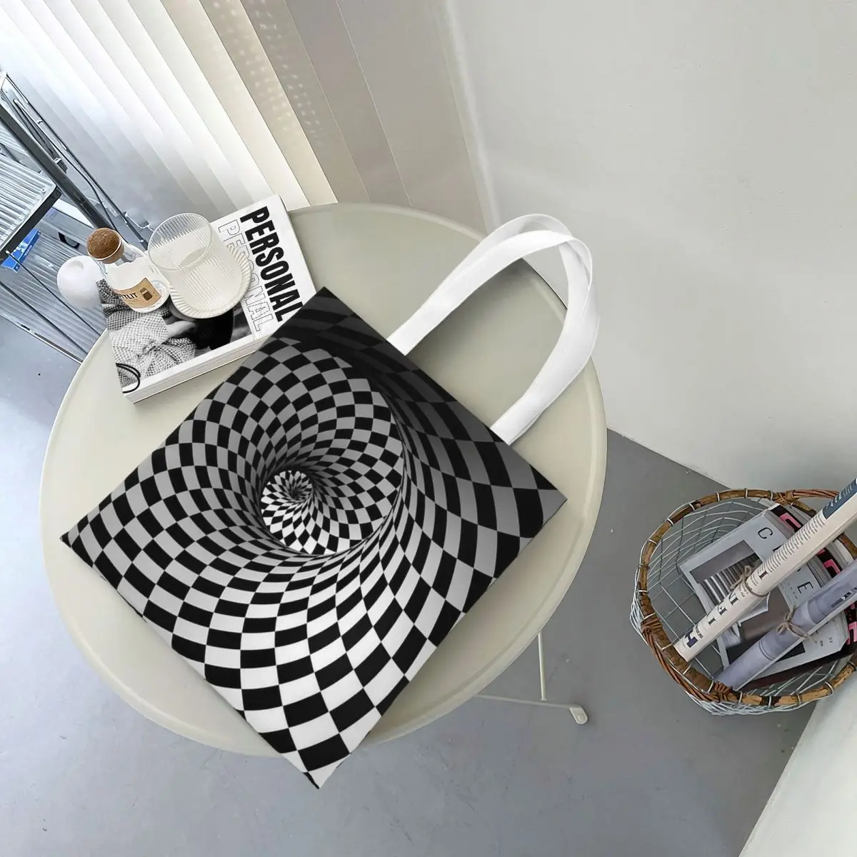 Chess Pieces On Board Chessboard  Shopping Bags Canvas The Tote Bag Foldable for Ladies Shoulder Tote Travel Handbag