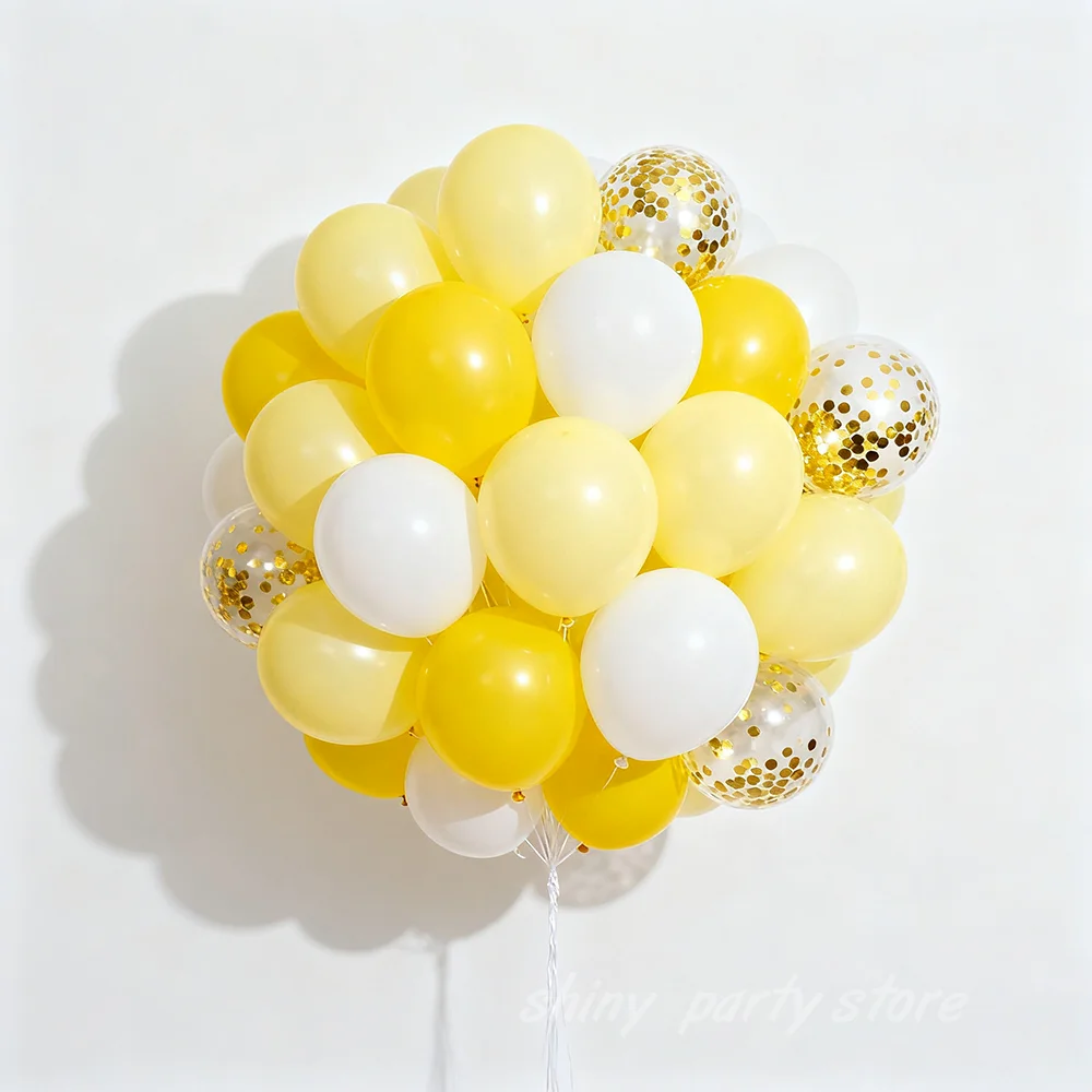 

NEW Yellow Balloon Decoration Macaron Yellow Latex Balloons Gold Glitter Balloon Set Birthday Wedding Event Scene Decoration