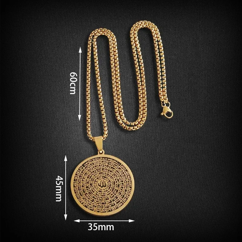 Vintage Stainless Steel Buddha Plate Scripture Shurangama Mantra Pendant Necklaces Men\'s Religious Wishing Amulet Party Jewelry
