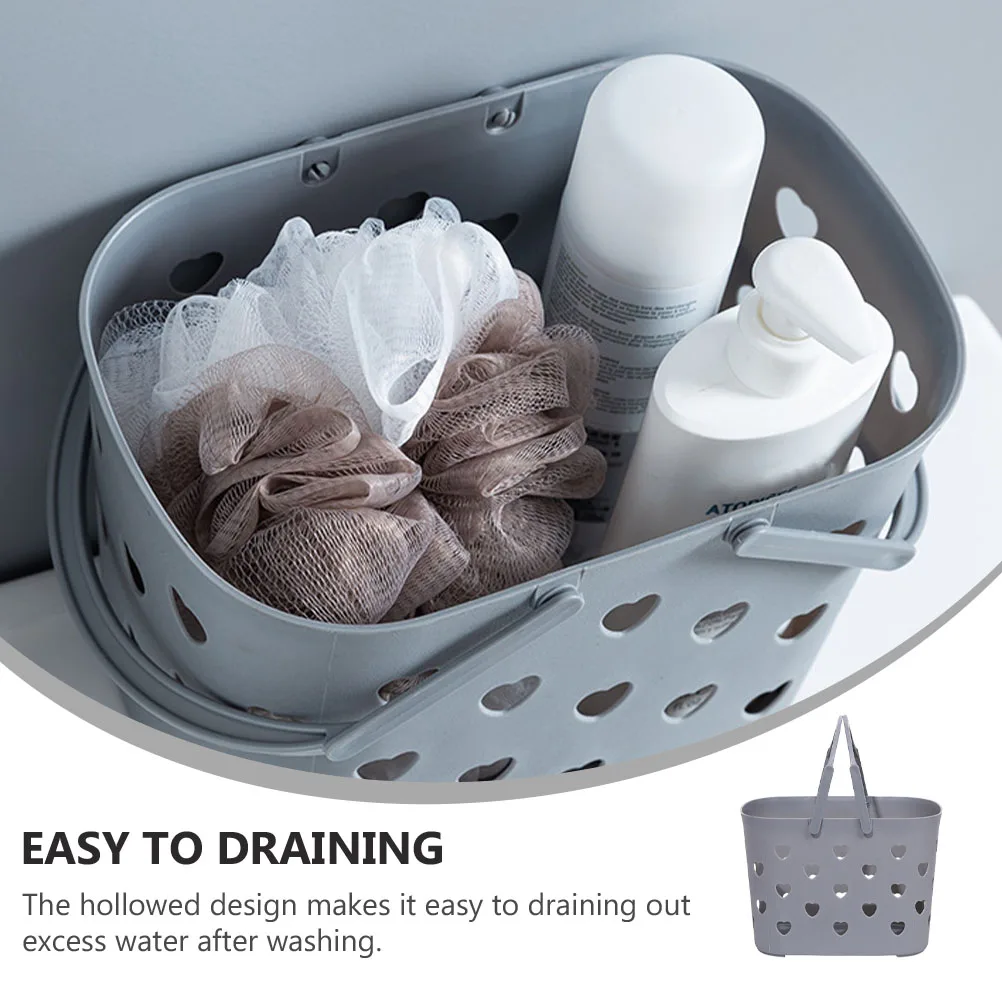 

3pcs Heart-shaped Bath Basket Shower Hollow-out Handheld Storage Bathroom Sundry Containers Small Plastic Portable