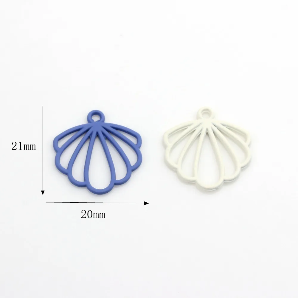 5Pcs 21×20mm Scallop Pendant Hollow Out Flat Scallop Charms Multipurpose Zinc Alloy DIY Jewelry Earring Making Accessories