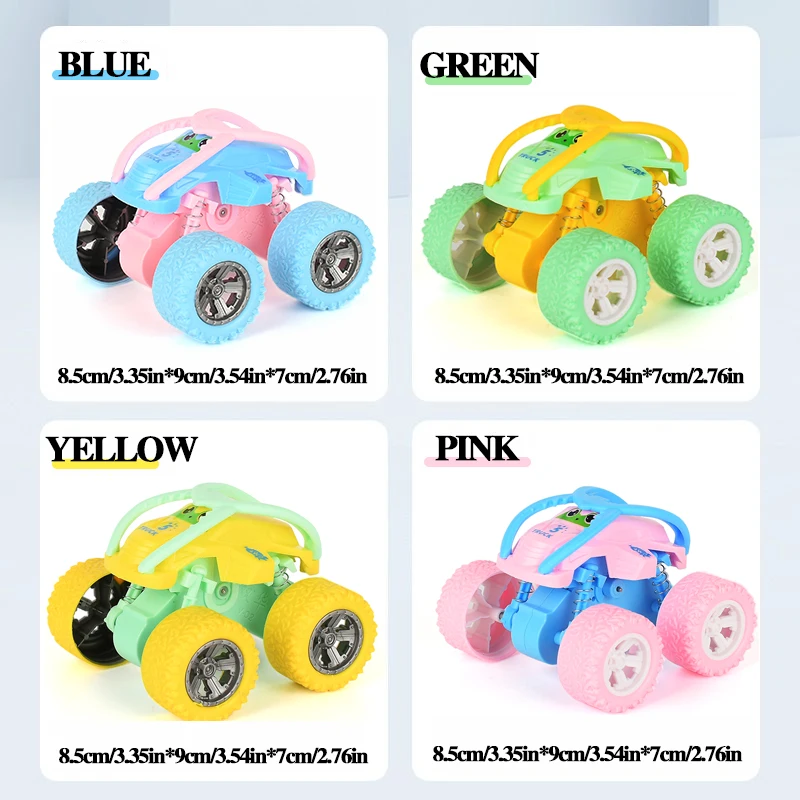 Macaron Color Matching Roll Car Inertia Four-wheel Drive Off-road Vehicle Somersault-resistant Fall-resistant Huili Toy Car