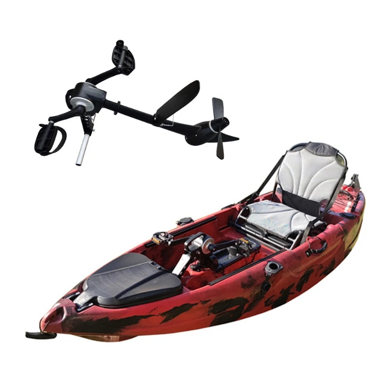 Plastic kayak with metal pedals Electric motor Single fishing boat