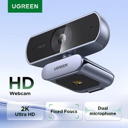 UGREEN 2K Webcam with Microphone, Full HD USB Web Camera, Auto Light Correction, Video Webcam for Streaming