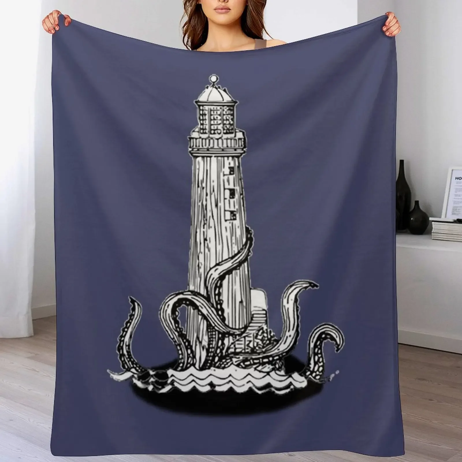 

the lighthouse & the kraken Throw Blanket Personalized Gift Softest Kid'S Plaid on the sofa Blankets