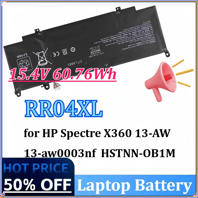 

Новый аккумулятор для ноутбука RR04XL 15,4 В 60,76 Втч для HP Spectre X360 13-AW 13-aw0003nf серии HSTNN-OB1M HSTNN-DB9K L60373-005