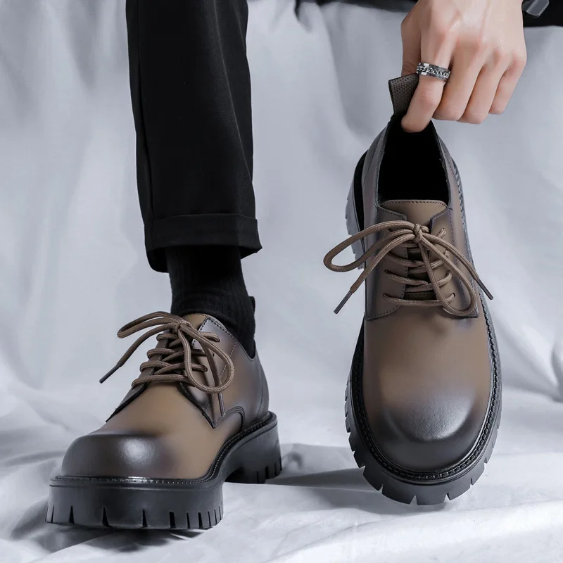 

Elegant Men Dress Elevator Shoes Lace Up Oxfords Platform Casual Business Luxury Leather Shoes Male footwear