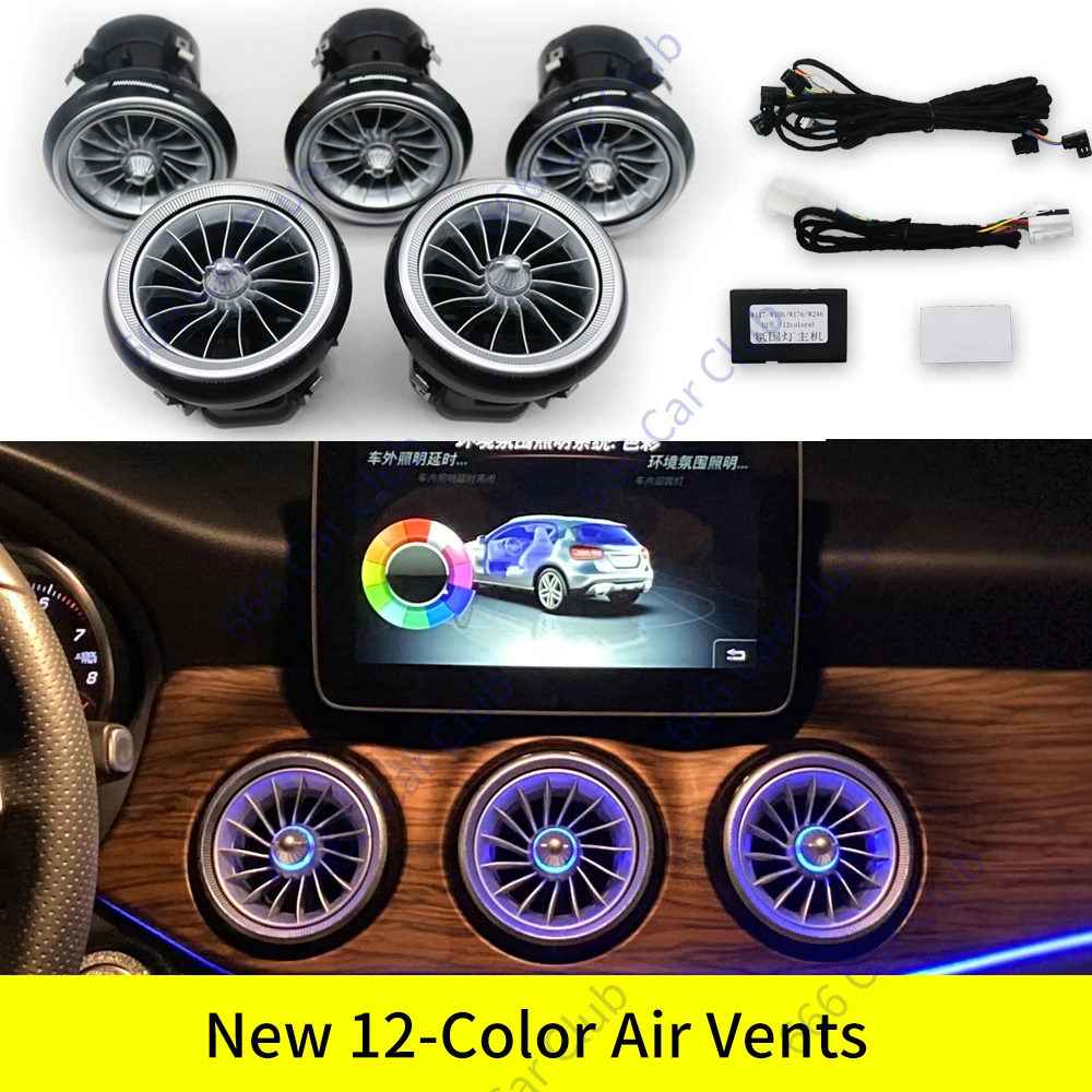 3/64 Kleur LED Ventilatieopeningen Voor Mercedes Benz W205 W213 W222 W117 W176 X156 W206 W167 Omgevingslicht turbine Nozzle Decoratieve Lamp