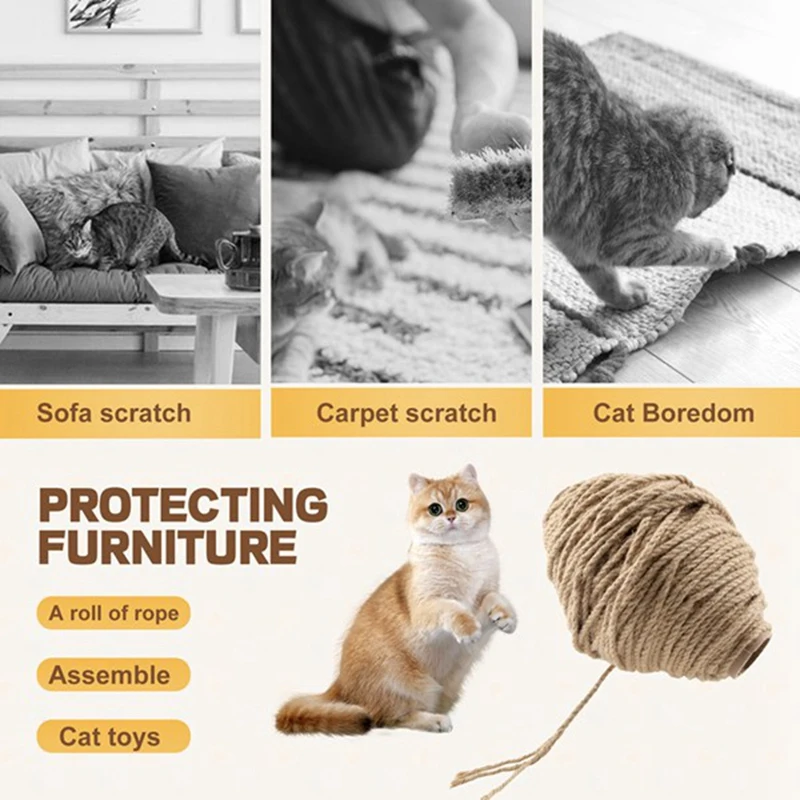 5Mm Twine 328 ฟุตถักเชือกปอกระเจาธรรมชาติสําหรับ DIY สวน, Crafting, Bundling Cat Scratching โพสต์, home Decor