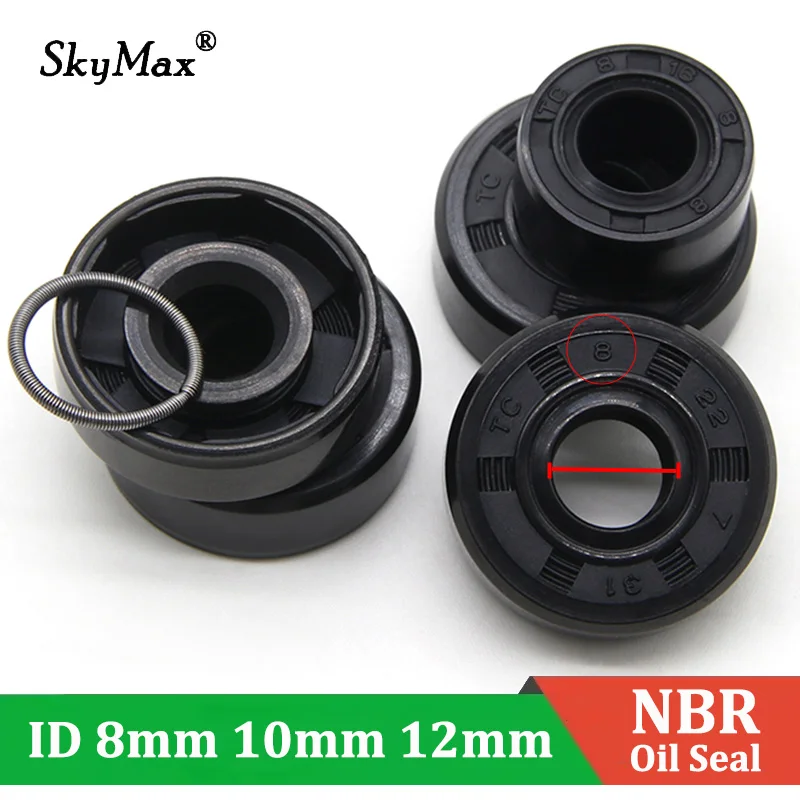 ID 8/10/12mm TC NBR Oil Seal OD 12/14/16/18/20-32mm * THK 4/5/6/7/8/10mm Black Nitrile Rubber Shaft Double Lip Oil Seals Gaskets
