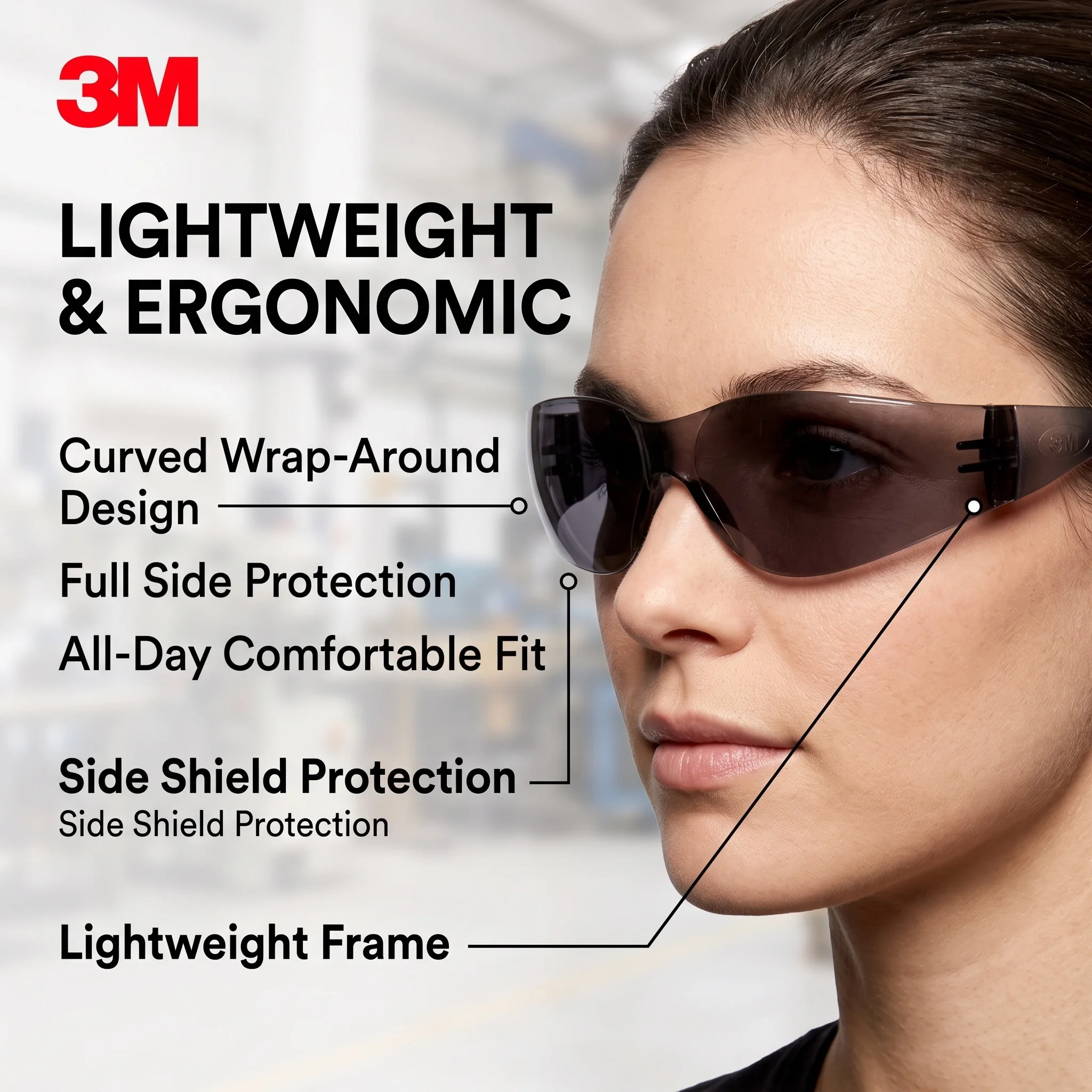 3M 11330 Safety Glasses Grey Anti-Fog Lens Outdoor UV Protection Lightweight Polycarbonate Impact Eyewear Work Protective Goggle