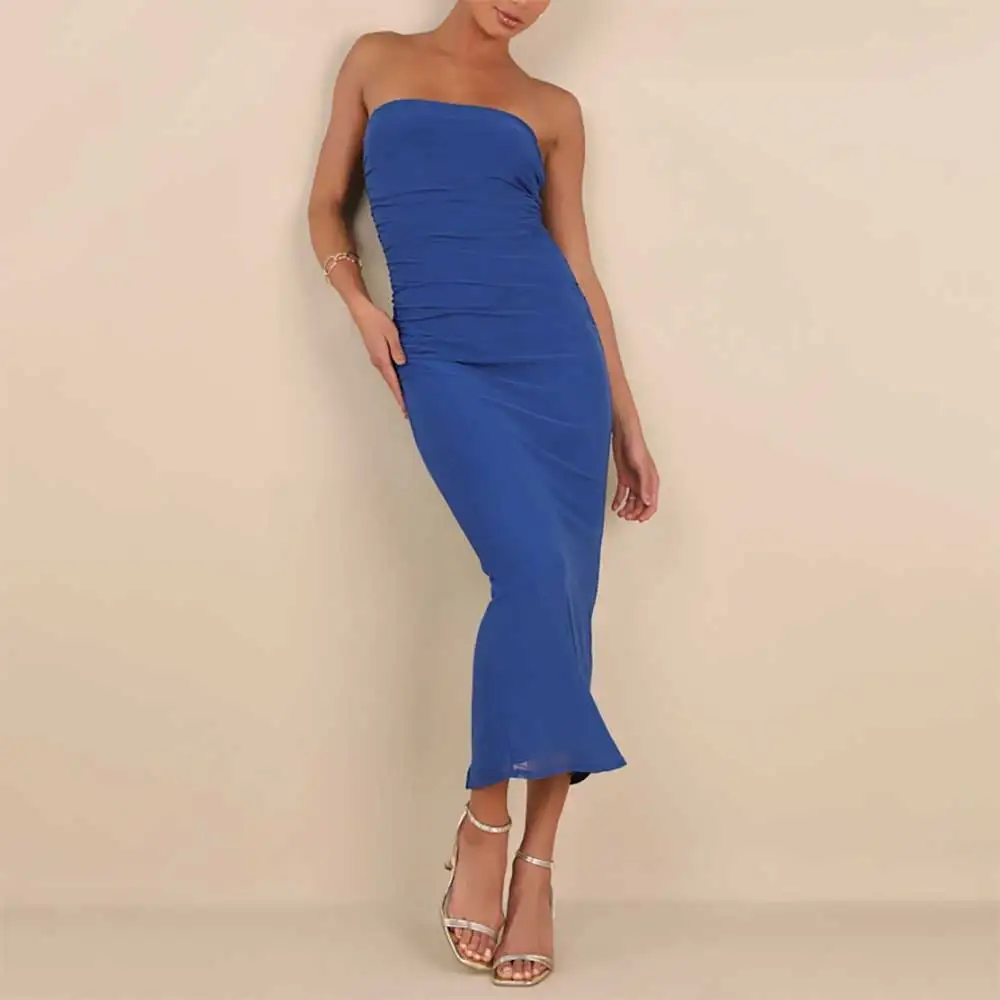 

Elegant Sleeveless Mermaid Strapless Pleated Backless Prom Dresses Cocktail Party Dresses Evening Dress For Women فساتين سهرة