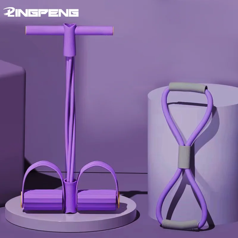 Tensor de cuatro tubos multifuncional para el hogar, Fitness, Yoga, fortalecimiento Abdominal, banda elástica, cuerda de tensión, asistencia para abdominales