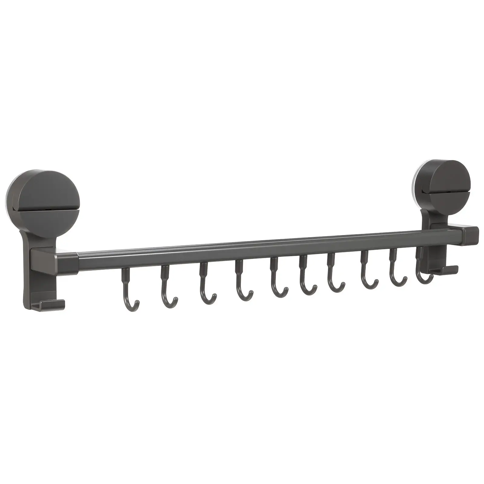 Hanging Kitchen Rail Utensil Holder 10 Hooks Wall Mounted Rack Suction Cup Sliding Organizer Towel Spoon Tool Mug Holder