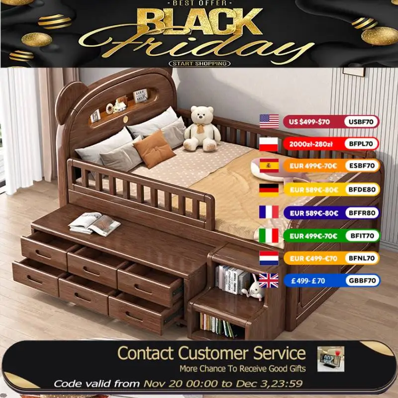 

Boundary Sleeping Boys Kids Bed Wooden Comforter Modern Style Bedroom Baby Bed Toddler Princess Lit Pour Enfants Kids Furniture