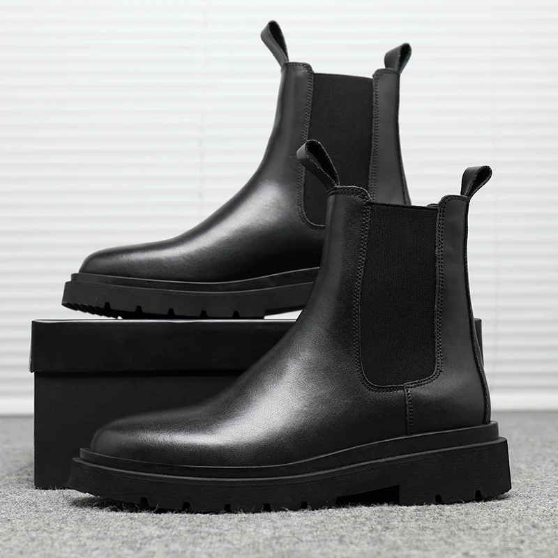 2022 Autumn New Chelsea Boots for Men Black Boots Platform Shoes Fashion Ankle Boots Winter Slip on Men Shoes New Botines Mujer