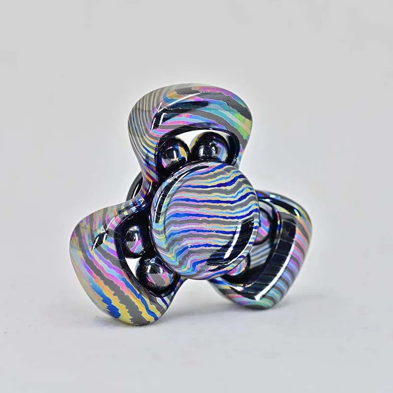 YUC Tri Horizon Hand Spinner Novelty Toy Anti Stresses Damascus Zirconium Metal Spiners Small Fidget Toys Cool Things Gyroscope