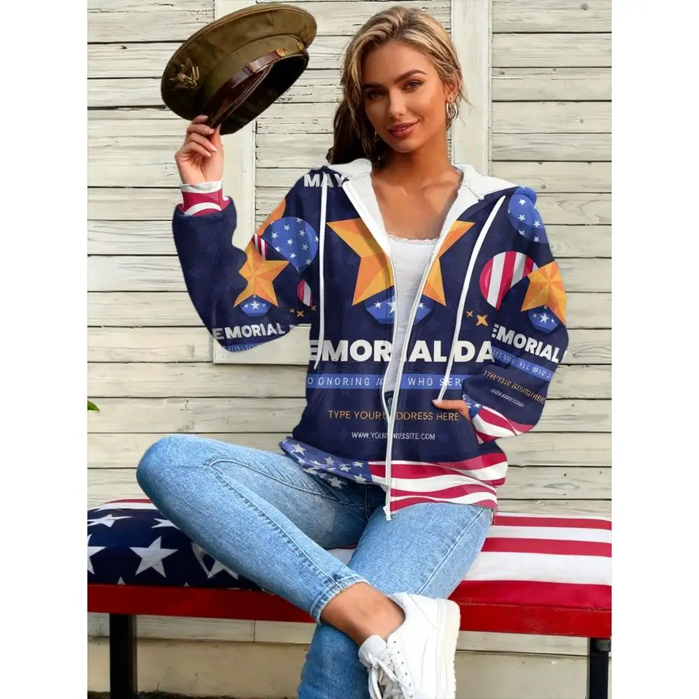 

2025 New Dark Blue Star Banner Washington Landmark US Veterans Day Hooded Sweater