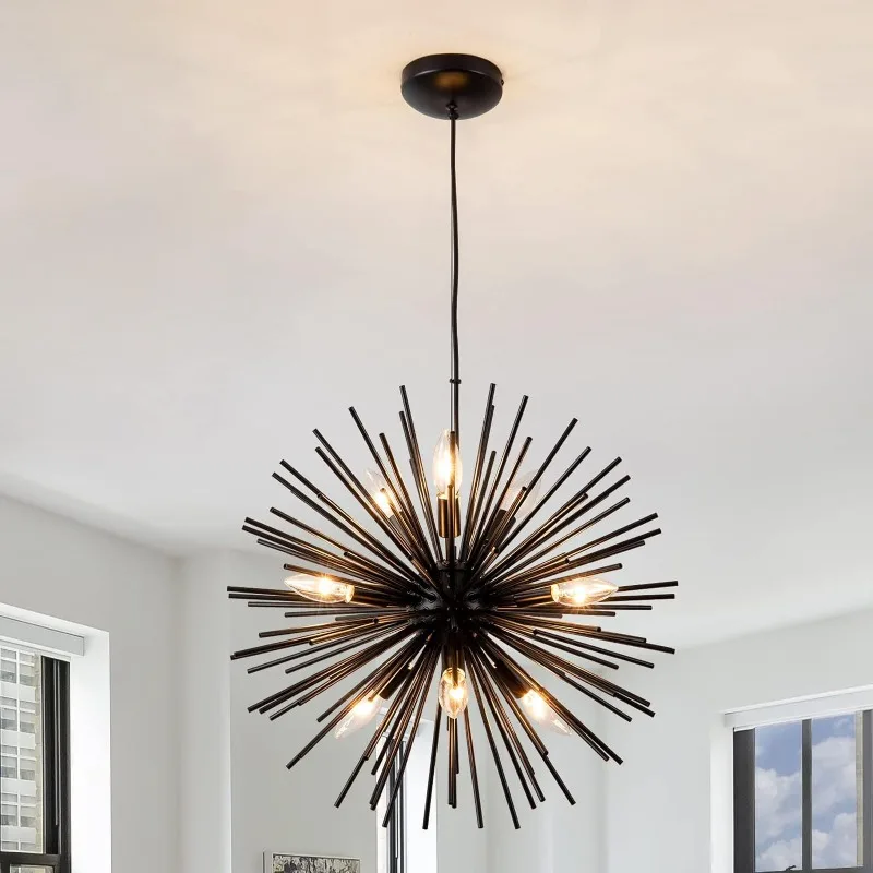

Satellite Chandelier Fireworks Hedgehog Ball Living Room Dining Room Light Black Wrought Iron Modern Simplicity