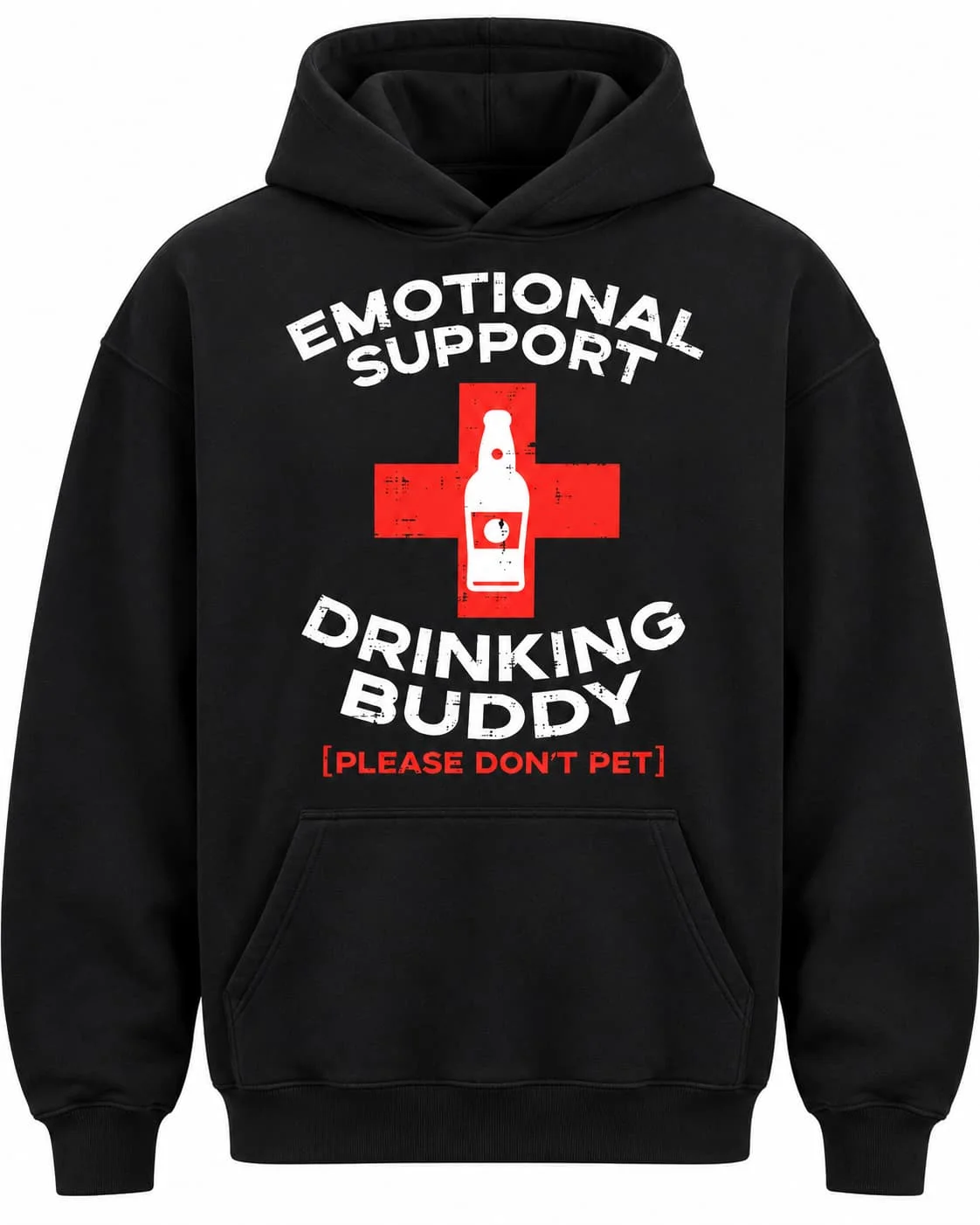 Emotional Support Drinking Buddy Beer Pub Men's Hoodie Autumn Winter Casual Women's Hooded Sweatshirt Unisex Cotton Coat Top