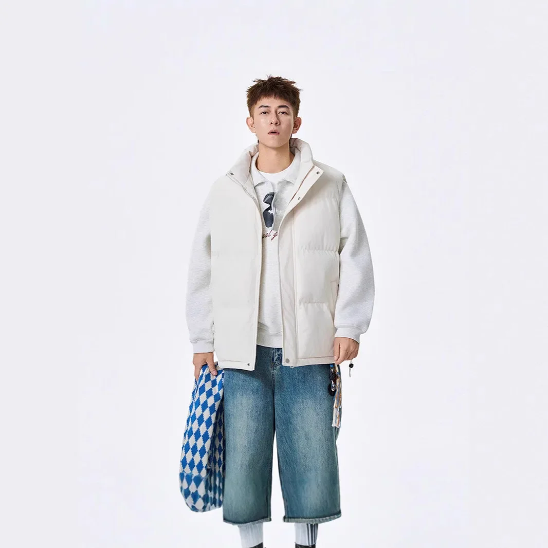 

Men Vest Autumn Winter New Simple Solid Color Versatile Man Down Waistcoat Thicken Sleeveless Loose Casual Sport Male Coat