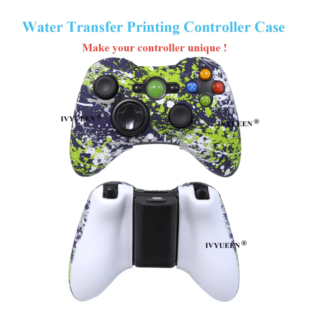 Ivyueen 10 pçs silicone pele protetora para microsoft xbox 360 caso controlador de impressão capa gel caps acessórios polegar apertos