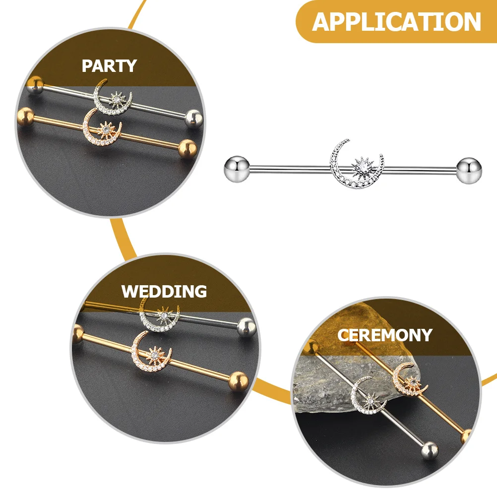 

Moon Ear Studs Stainless Steel Lightweight Ear Jewelry Women Girls Party Wedding Graduation Daily Work Trendy Earrings