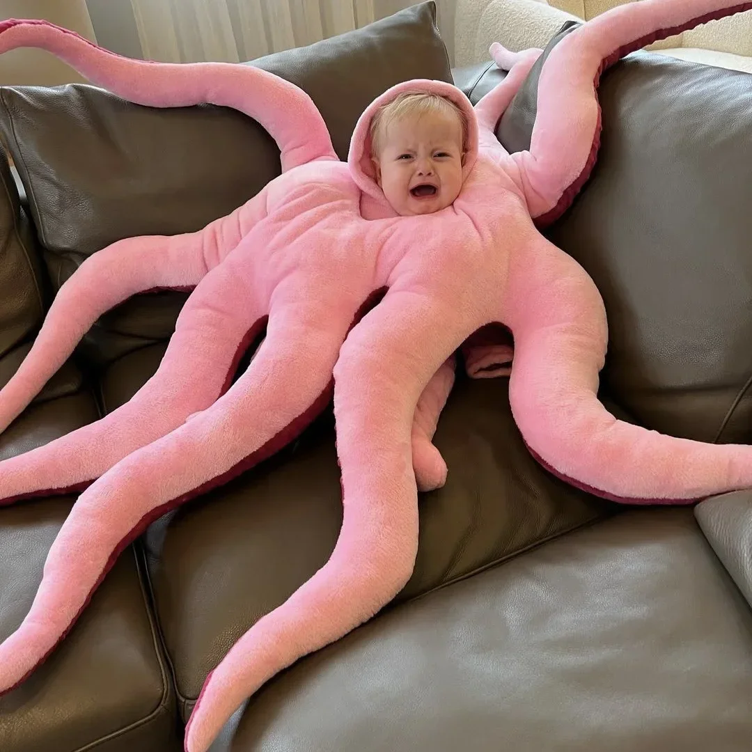Schattige Gigantische الأخطبوط الطفل Grappige الأخطبوط Verkleed Pluche Pop Sierkussen تأثيري اكسسوارات تأثيري Kostuums