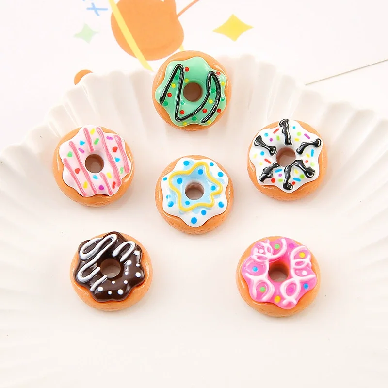 8 stücke Kawaii Neue Nette Mini Donut Flache Rückseite Harz Cabochons Scrapbooking DIY Schmuck Handwerk Dekoration Verzierungen Zubehör – Detail 3