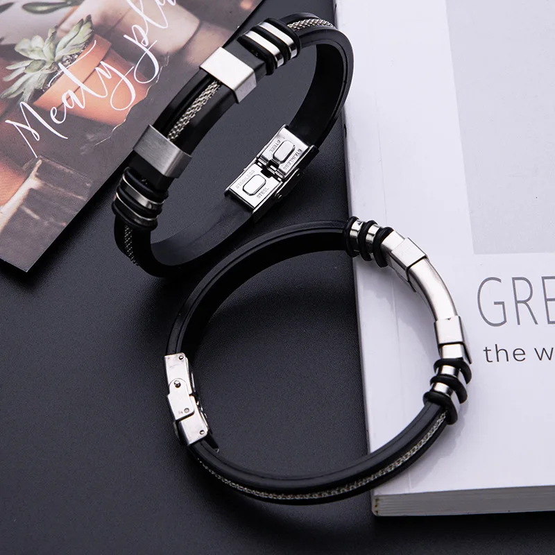 Stainless Steel Bracelet Men Black Wrist Band Bangles Jewelry Accessories Gift Bracelets Women Casual Punk Wristband Bangle