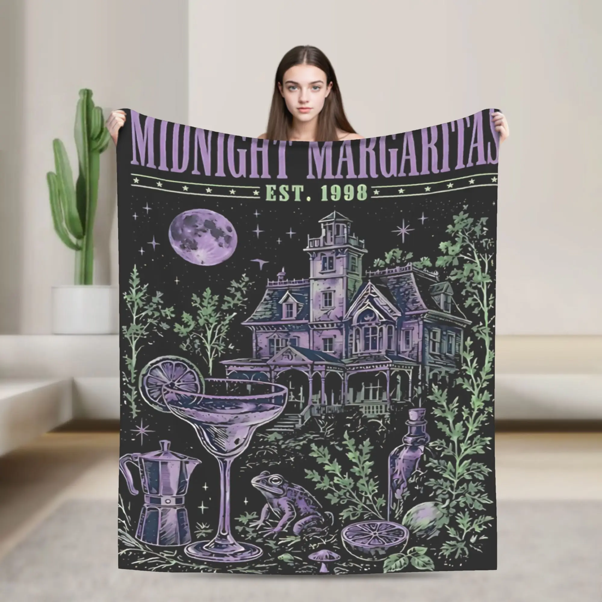 Cozy Practical Magic Midnight Margaritas Witchy Gothic Halloween Occult Blanket Merch Throws And Blankets Flannel for Bedroom