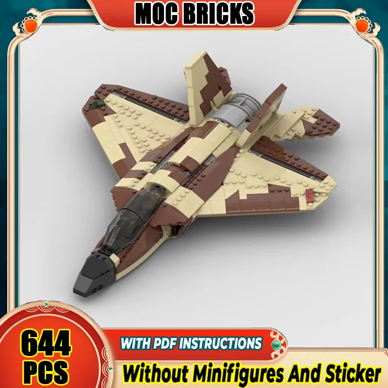 

Moc Building Bricks Military Desert Camo Power Jet Fighter Model Technology Modular Blocks DIY Set Assembly Christmas Gift