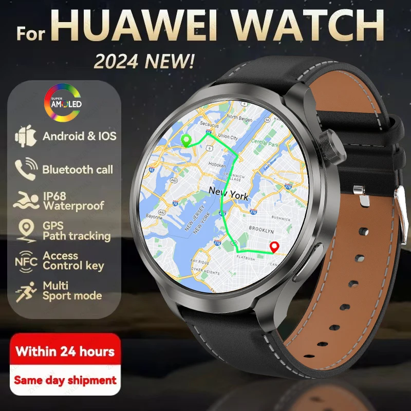 

Умные часы Huawei GPS NFC Спорт на открытом воздухе мужчины AMOLED экран компас сердечный ритм водонепроницаемый Bluetooth телефон умные часы 2024