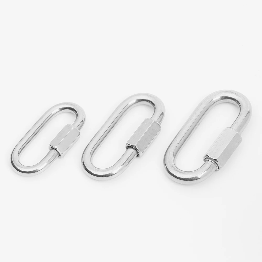 Stainless Steel Safety Snap Hook Climbing Gear Carabiner Quick Links Screw Lock Chains Buckles Chain Connecting Ring Carabiners