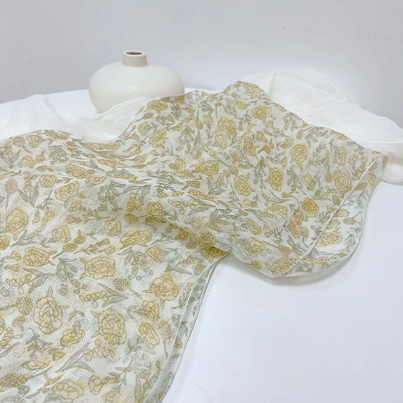 Spring and summer 100% line printed lightweight small square scarf slender scarf large-sized scarf shawl